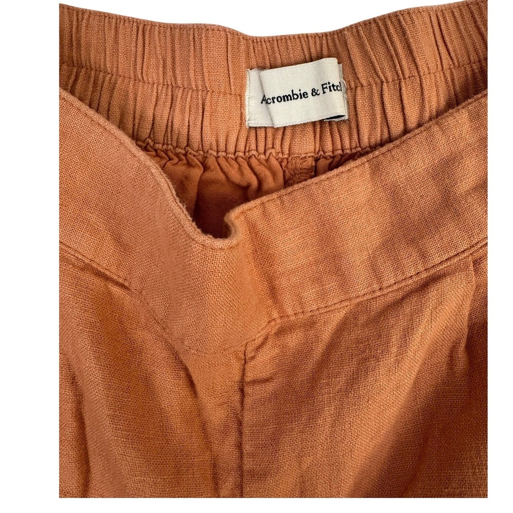 Abercrombie & Fitch Linen Blend High Rise Shorts Terracotta Orange Small - Picture 4 of 7